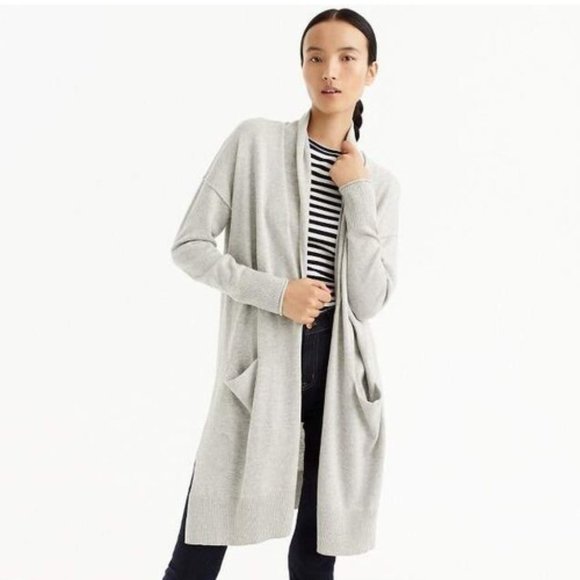 J. Crew Grey Lightweight Long Cardigan (XXS) - Picture 2 of 10
